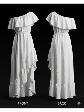 🤍ZESICA Boho One Shoulder Ruffle Asymmetrical High Low Long Dress S NWT 12-18